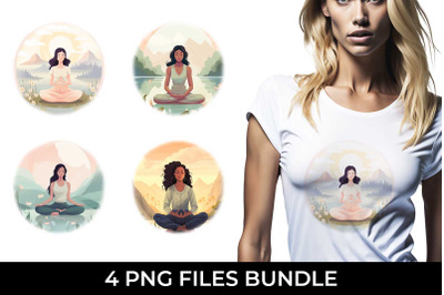 Blissful Serenity - Woman Meditating T-Shirt Sublimation Bundle