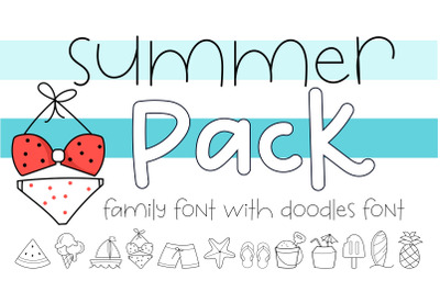 Summer Pack - A Family handwritten font with Summer Doodles
