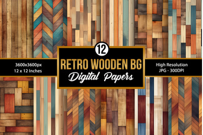 Retro Wooden Seamless Background Digital Papers