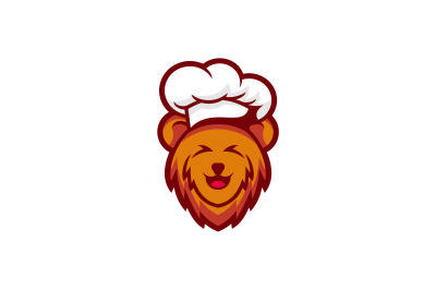 cute bear chef vector template logo design