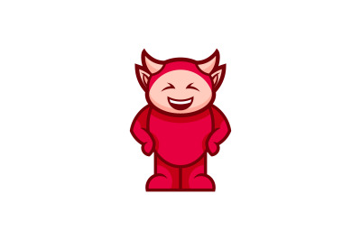 cute devil cartoon vector template logo design