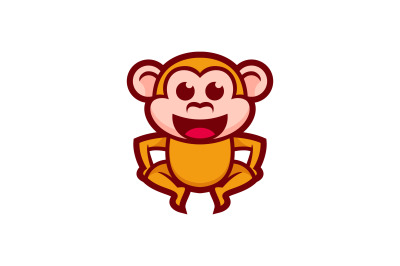 cute monkey vector template logo design