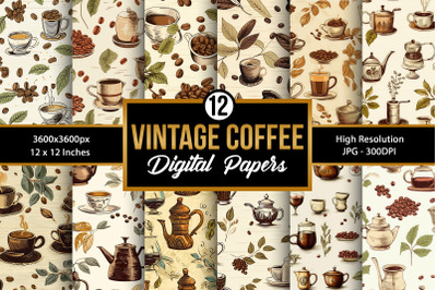 Vintage Coffee Seamless Pattern Digital Papers