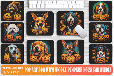 Pop Art Dog With Spooky Pumpkins&nbsp;Halloween Mouse Pad&nbsp;