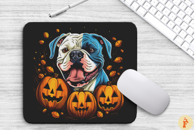 Pop Art American Bulldog With Pumpkins