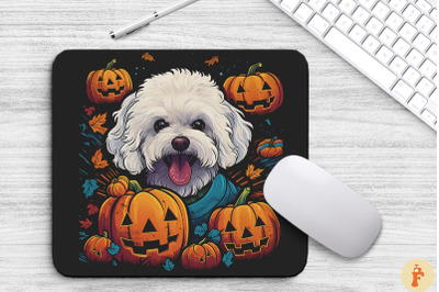 Pop Art Bichon Frise Dog With Pumpkins