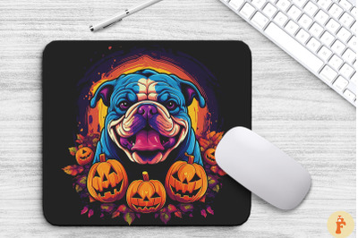 Pop Art Smilling Bulldog With Pumpkins