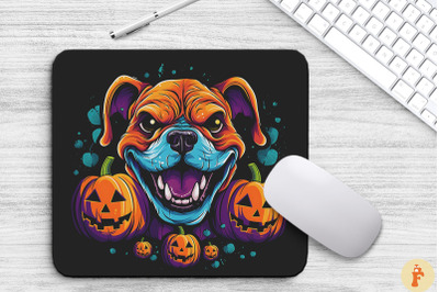 Pop Art Smilling Bulldog With Pumpkins