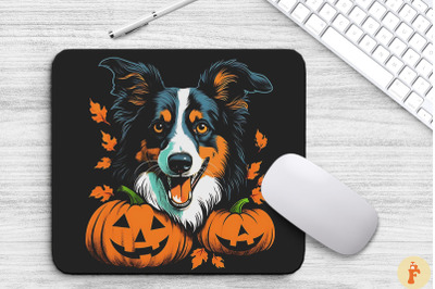 Pop Art Smiling Collie Dog With Pumpkins