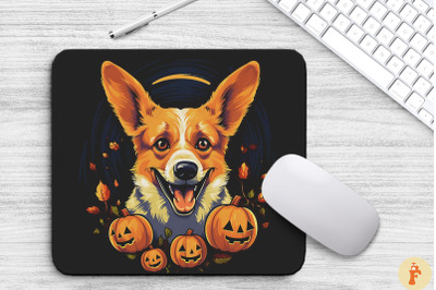 Pop Art Smiling Corgi With Pumpkins