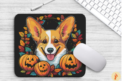 Pop Art Smiling Corgi With Pumpkins