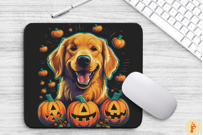 Pop Art Golden Retriever With Pumpkins