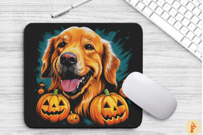 Pop Art Golden Retriever With Pumpkins