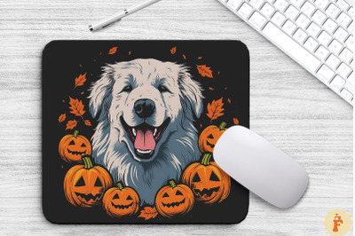 Pop Art Great Pyrenean Dog With Pumpkins