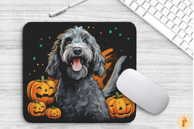 Pop Art Grey Labradoodle With Pumpkins