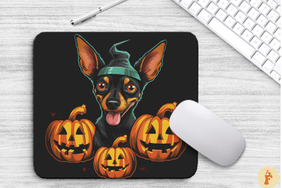 Pop Art Happy Pinscher Dog With Pumpkins