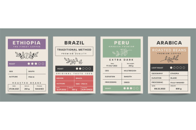 Coffee packaging banner. Vintage minimal label with arabica coffee sti