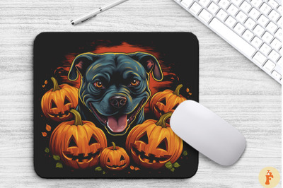 Pop Art Bull Terrier Dog With Pumpkins