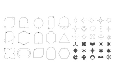 Trendy line geometric shapes. Abstract modern outline forms&2C; minimal b