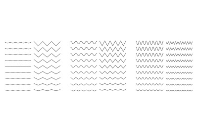 Line wave and zigzag. Curved and straight waveforms for audio equalisa