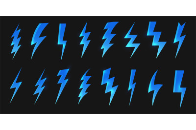 Lightning bolt icon. Cartoon electric strike, energy burst and electri