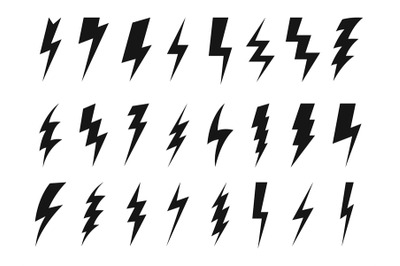 Black lightning bolt. Abstract electrical energy lightning strike symb