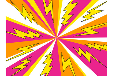 Lightning bolt comic background. Electric energy and explosion abstrac