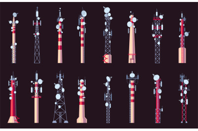 Radio towers. Radio antenna for wireless communication and broadcastin