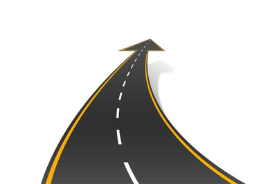 Motivational road concept. Upward arrows mark path to success, upward