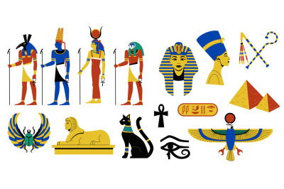 Egyptian mythology collection. Ancient Egyptian religion and archeolog