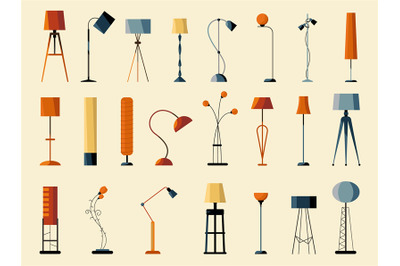 Floor lamp collection. Elegant modern classic silhouette, cartoon room