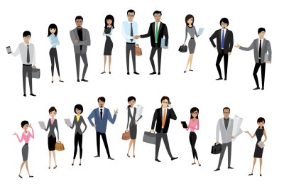 asian businessman and business woman characters