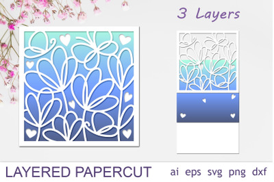3d flowers shadow box, Layered papercut card