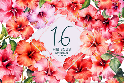 Hibiscus Watercolor Clipart.