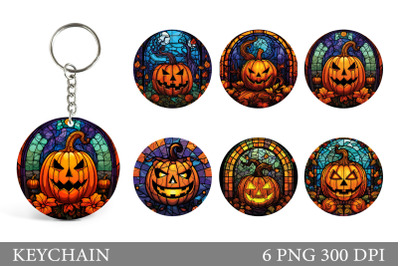 Halloween Keychain Sublimation. Scary Pumpkin Round Keychain