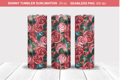 Red roses Tumbler Wrap | Tumbler Sublimation Floral
