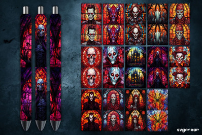 Halloween Monsters Pen Wrap | Stained Glass Sublimation