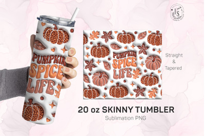 Inflated Bubble Pumpkin Spice Life Tumbler Wrap, 3D Skinny