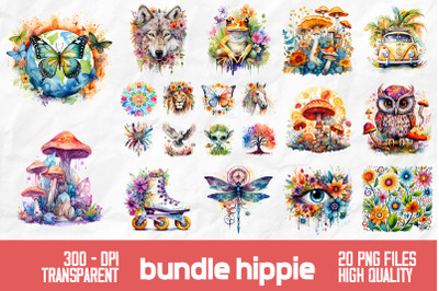 Watercolor Flower Hippie Bundle