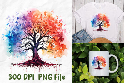 Hippie Tree Of Life Rainbow Watercolor