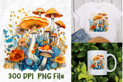 Retro Hippie Mushroom Flower Garden