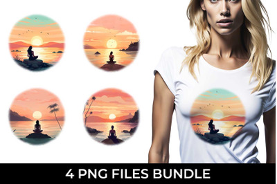 Sunset Serenity - Yoga T-Shirt Sublimation Bundle