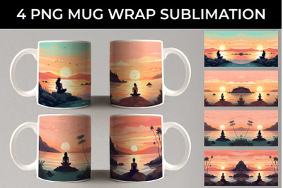 Sunset Serenity - Yoga Mug Wrap Sublimation Bundle
