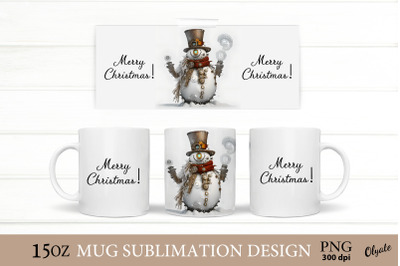 Steampunk Snowman Mug. Christmas Sublimation