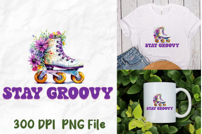 Stay Groovy Hippie Roller Skates Flower