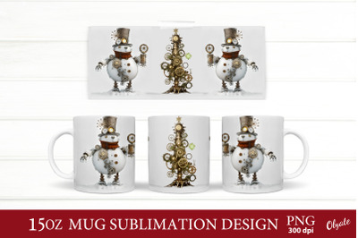Steam Punk Snowman Sublimation. Christmas Mug PNG