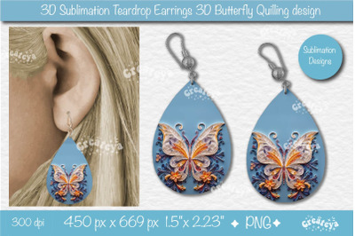 3D Earrings Sublimation Teardrop earring 3D butterfly 3D sublimation q