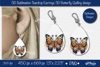 3D Earrings Sublimation Teardrop earring 3D butterfly 3D sublimation q