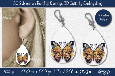 3D Earrings Sublimation Teardrop earring 3D butterfly 3D sublimation q