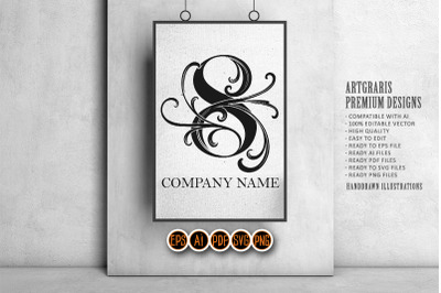 Cherishing vintage elegant number 8 monogram logo outline